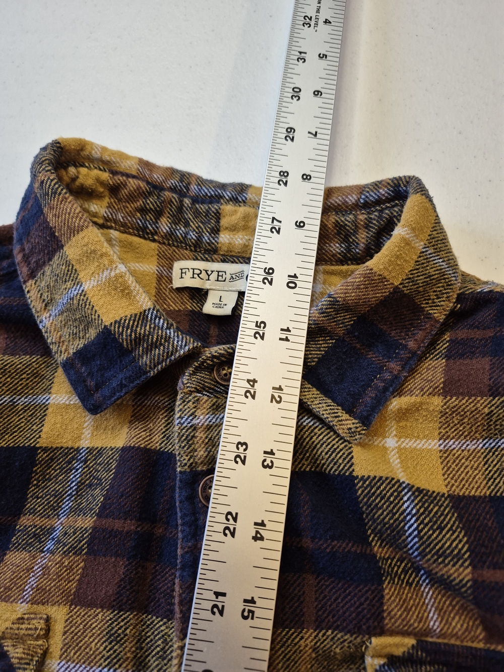 Men's Yellow and Navy Plaid Flannel Shirt - Picture 2 of 7